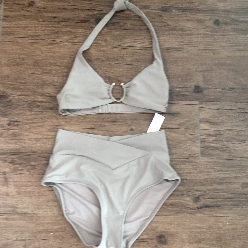 Aerie NWT Taupe Halter Bikini Set with Ring Detail - Picture 5 of 7